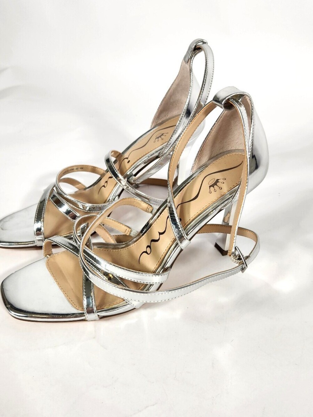 Silver Metallic Strappy High Heel Sandals